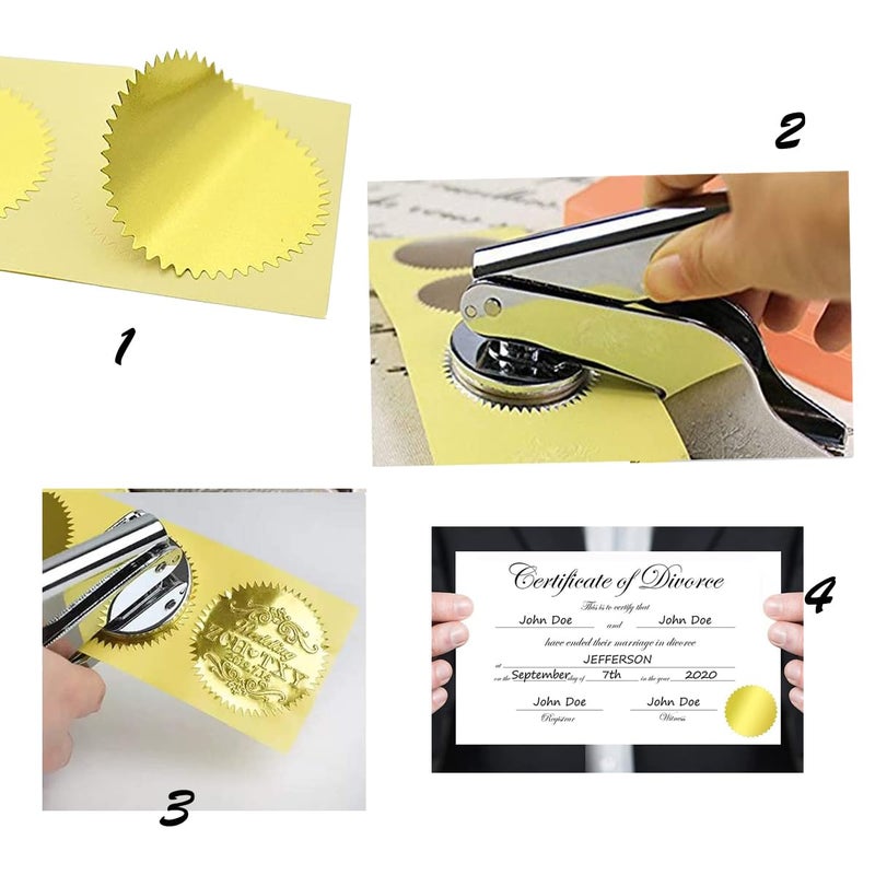 SMARSTICKER 2" Gold Foil Blank Notary Certificate Wafer Medal Seals Labels/Envelope Package Seals Serrated Edge Color Coding Awards Legal Embossing Stickers (300 per roll - Image 4
